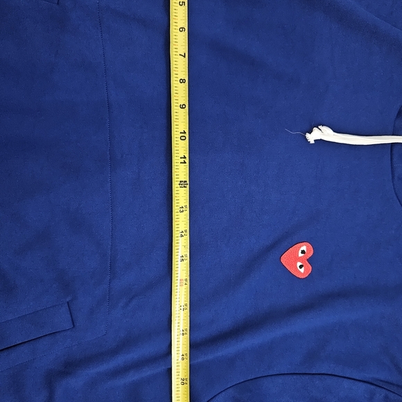 Comme des Garcons Blue Hoodie with Red Heart Patch - Picture 5 of 8